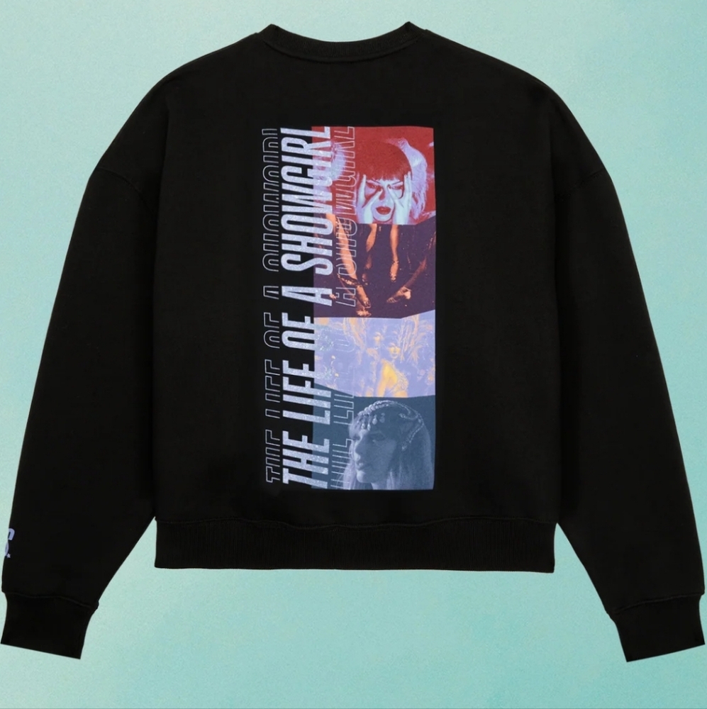 TAYLOR SWIFT XS The Life of a Showgirl Film Strip Black Crewneck Sweatshirt